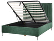 Bed Frame Green Velvet EU King Size 5ft3 with Ottoman Storage Padded Headboard Black Metal Legs Beliani