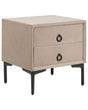 Bedside Table Taupe Velvet Black Metal Legs with 2 Storage Drawers Nightstand Beliani