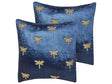 Set of 2 Decorative Cushions Navy Blue Velvet 45 x 45 cm Animal Pattern Dragonfly Motif Modern Glamour Living Room Bedroom Pillow Beliani