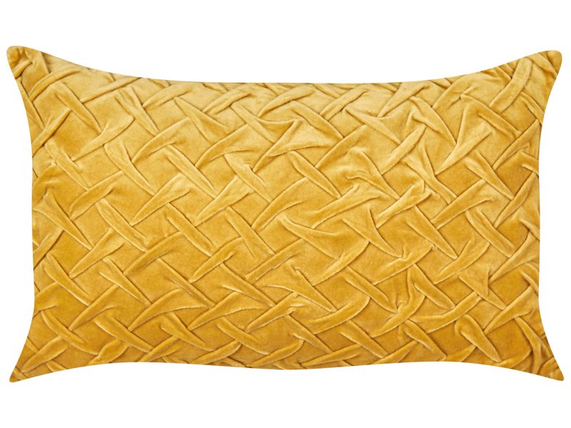 Decorative Cushion Yellow Velvet 30 x 50 cm Square Modern Traditional Living Room Bedroom Pillow Beliani