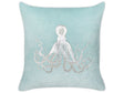 Scatter Cushion Blue Velvet 45 x 45 cm Marine Octopus Motif Square Polyester Filling Home Accessories Beliani