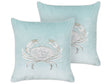 Set of 2 Scatter Cushions Blue Velvet 45 x 45 cm Marine Crab Motif Square Polyester Filling Home Accessories Beliani