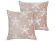 Set of 2 Scatter Cushions Pink Velvet 45 x 45 cm Marine Starfish Motif Square Polyester Filling Home Accessories Beliani