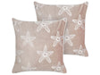 Set of 2 Scatter Cushions Pink Velvet 45 x 45 cm Marine Starfish Motif Square Polyester Filling Home Accessories Beliani
