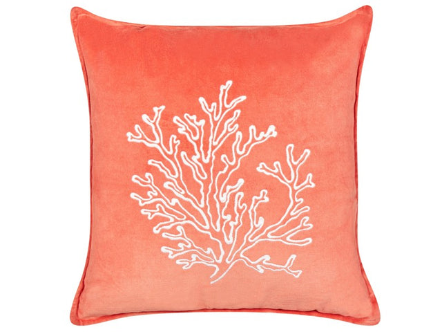 Scatter Cushion Red Velvet 45 x 45 cm Marine Coral Motif Square Polyester Filling Home Accessories Beliani