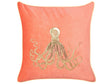 Scatter Cushion Red Velvet 45 x 45 cm Marine Octopus Motif Square Polyester Filling Home Accessories Beliani