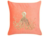 Scatter Cushion Red Velvet 45 x 45 cm Marine Octopus Motif Square Polyester Filling Home Accessories Beliani