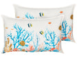 Set of 2 Scatter Cushions Multicolour Cotton 30 x 50 cm Marine Pattern Rectangular Polyester Filling Home Accessories Beliani