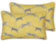 Set of 2 Scatter Cushions Yellow Cotton 30 x 50 cm Cheetah Motif Printed Pattern Beliani