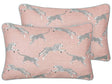 Set of 2 Scatter Cushions Pink Cotton 30 x 50 cm Cheetah Motif Printed Pattern Beliani