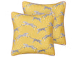 Set of 2 Scatter Cushions Yellow Cotton 45 x 45 cm Cheetah Motif Printed Pattern Beliani