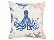 Scatter Cushion Beige Linen 45 x 45 cm Marine Octopus Pattern Square Polyester Filling Home Accessories Beliani