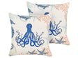 Set of 2 Scatter Cushions Beige Linen 45 x 45 cm Marine Octopus Pattern Square Polyester Filling Home Accessories Beliani