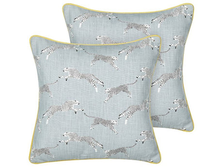 Set of 2 Scatter Cushions Grey Cotton 45 x 45 cm Cheetah Motif Printed Pattern Beliani