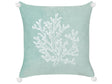 Scatter Cushion Mint Green Velvet 45 x 45 cm Marine Coral Motif Square Polyester Filling Home Accessories Beliani