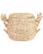 Wicker Basket Natural Water Hyacinth Woven with Crab Nippers Lid Toy Hamper Child's Room Accessory Beliani