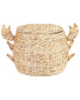 Wicker Basket Natural Water Hyacinth Woven with Crab Nippers Lid Toy Hamper Child's Room Accessory Beliani