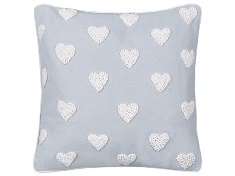 Scatter Cushion Grey Cotton 45 x 45 cm Throw Pillow Embroidered Hearts Pattern Beliani