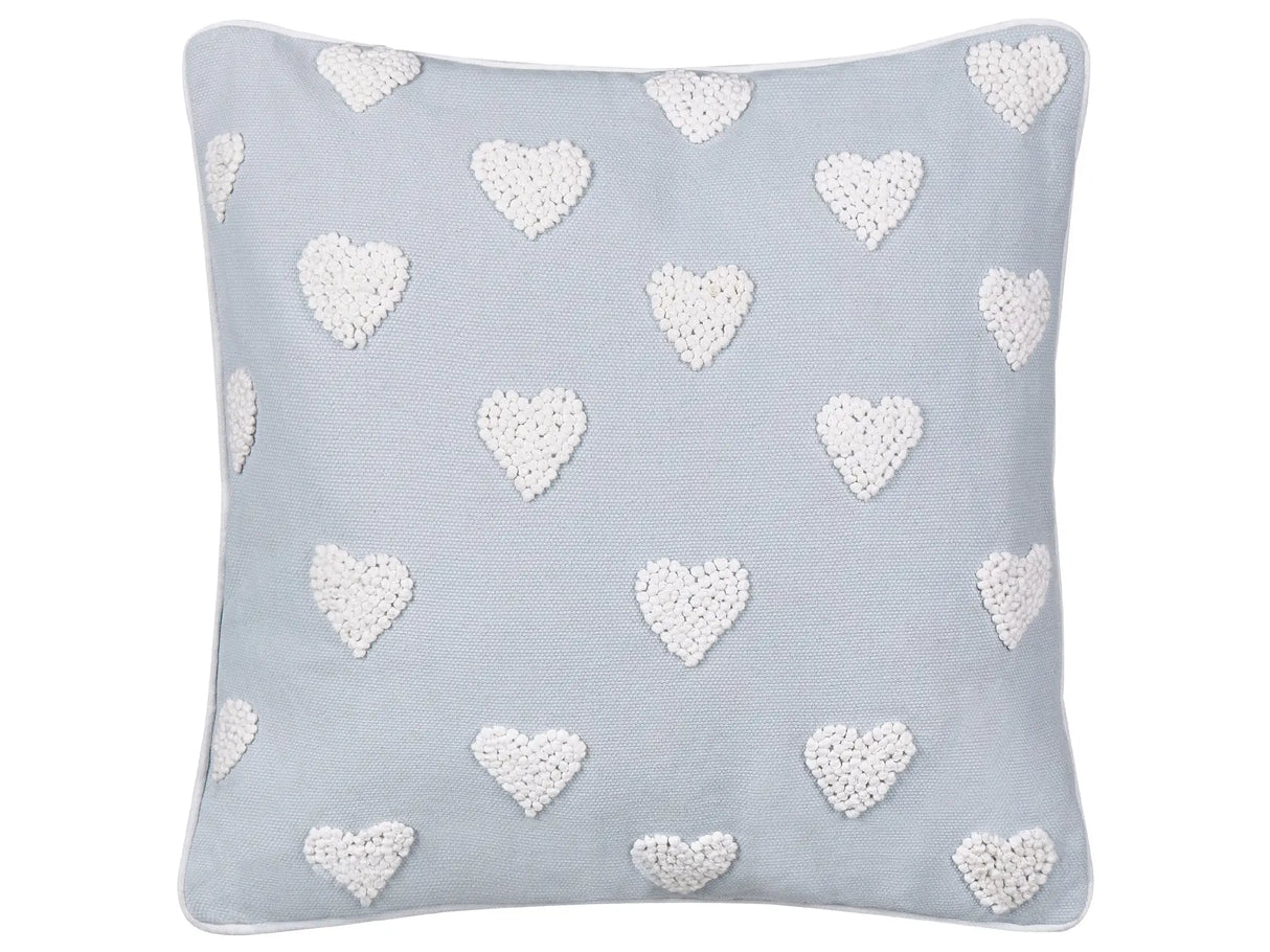 Scatter Cushion Grey Cotton 45 x 45 cm Throw Pillow Embroidered Hearts Pattern Beliani