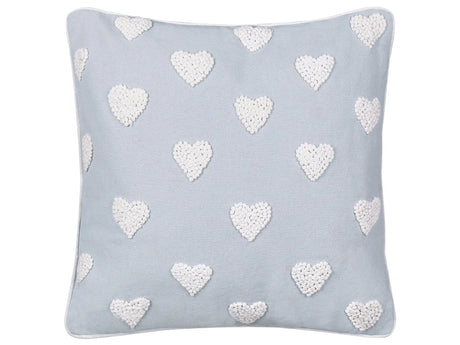 Scatter Cushion Grey Cotton 45 x 45 cm Throw Pillow Embroidered Hearts Pattern Beliani