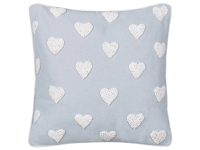 Scatter Cushion Grey Cotton 45 x 45 cm Throw Pillow Embroidered Hearts Pattern Beliani