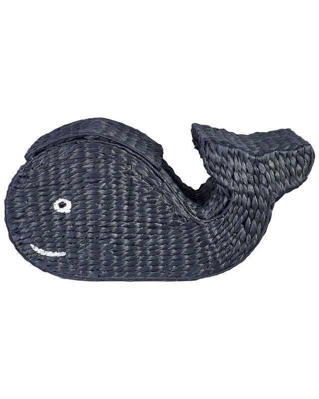 Wicker Basket Natural Black Water Hyacinth Woven Whale-Shaped with Lid Toy Hamper Child's Room Accessory Beliani