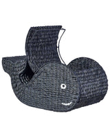 Wicker Basket Natural Black Water Hyacinth Woven Whale-Shaped with Lid Toy Hamper Child's Room Accessory Beliani