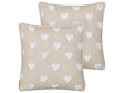 Set of 2 Scatter Cushions Beige Cotton 45 x 45 cm Embroidered Hearts Pattern Beliani