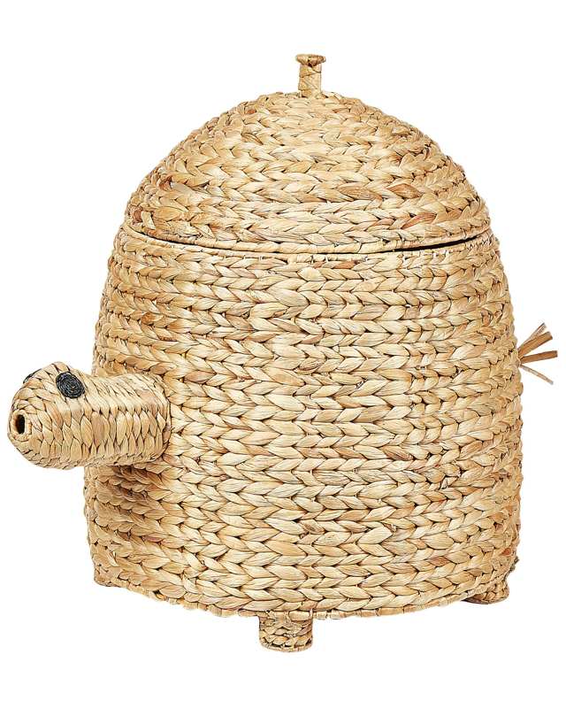 Wicker Basket Natural Water Hyacinth Woven Turtle with Lid Toy Hamper Child's Room Accessory Beliani