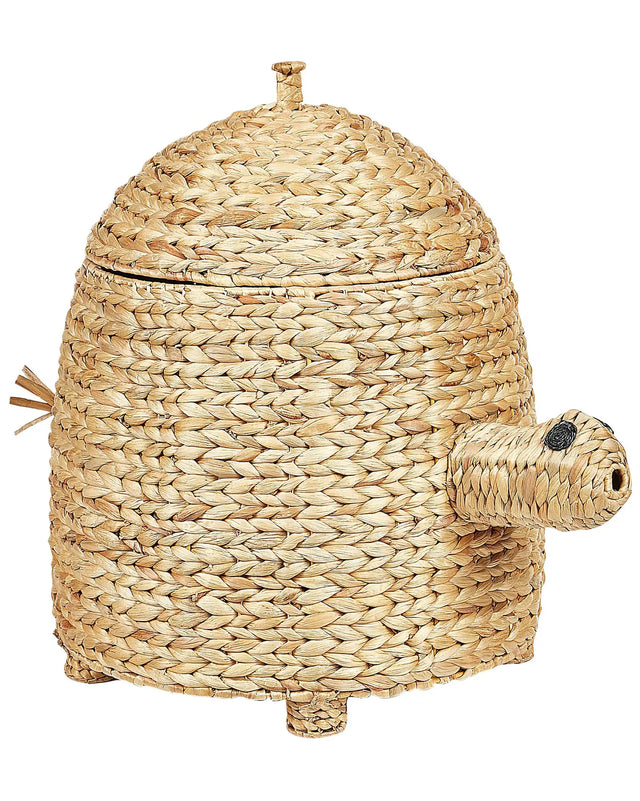 Wicker Basket Natural Water Hyacinth Woven Turtle with Lid Toy Hamper Child's Room Accessory Beliani