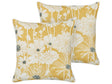 Set of 2 Scatter Cushions Yellow Cotton 45 x 45 cm Throw Pillow Embroidered Floral Print Pattern Beliani