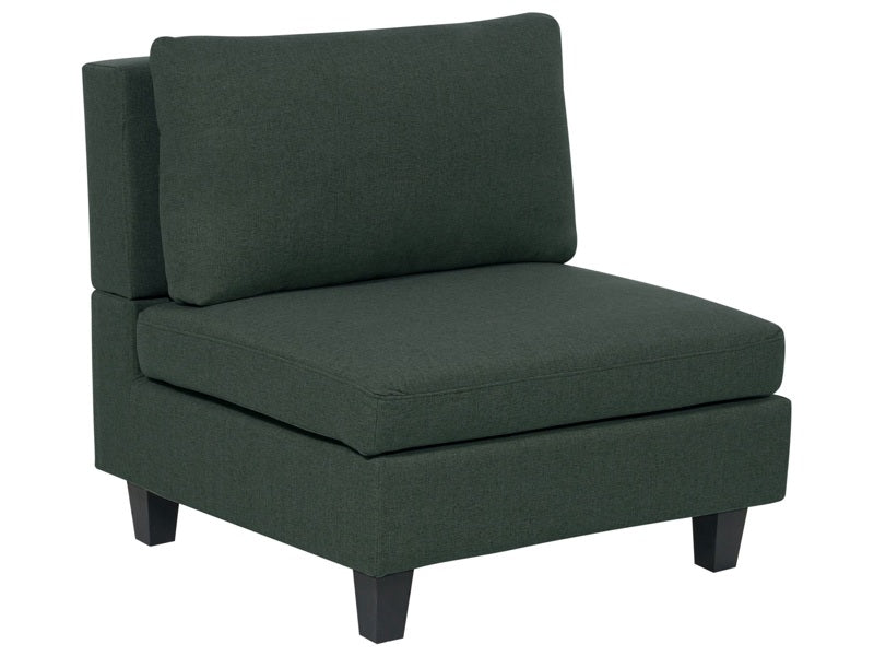 1-Seat Section Dark Green Fabric Upholstered Armchair with Cushion Module Piece Modular Sofa Element Beliani