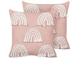 Set of 2 Scatter Cushions Pink Cotton 45 x 45 cm Throw Pillow Embroidered Rainbow Pattern Beliani