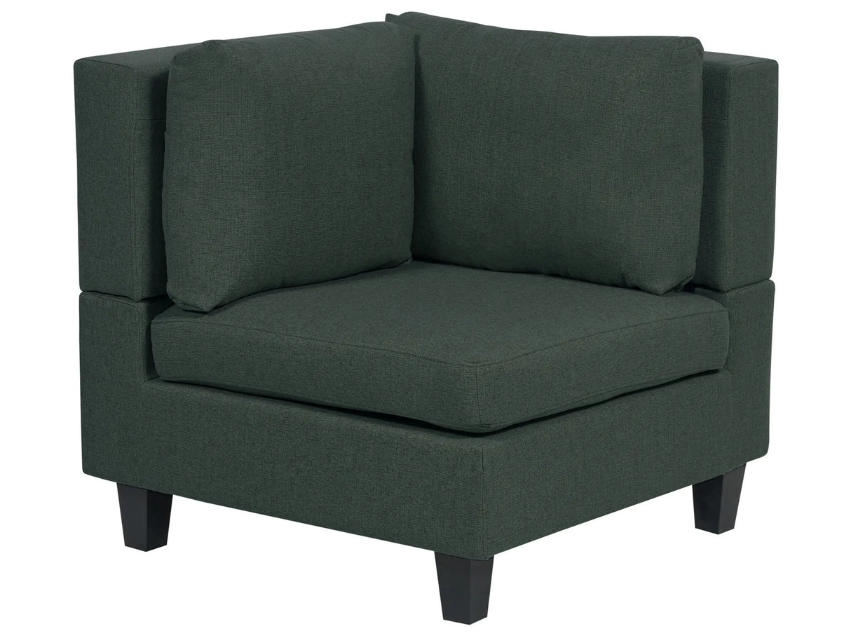 Corner 1-Seat Section Dark Green Polyester Fabric Upholstered Armchair with Cushion Module Piece Modular Sofa Element Beliani