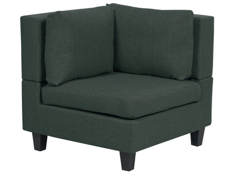 Corner 1-Seat Section Dark Green Polyester Fabric Upholstered Armchair with Cushion Module Piece Modular Sofa Element Beliani