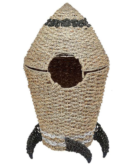 Wicker Rocket Basket Natural Seagrass Woven Toy Hamper Child's Room Accessory Beliani