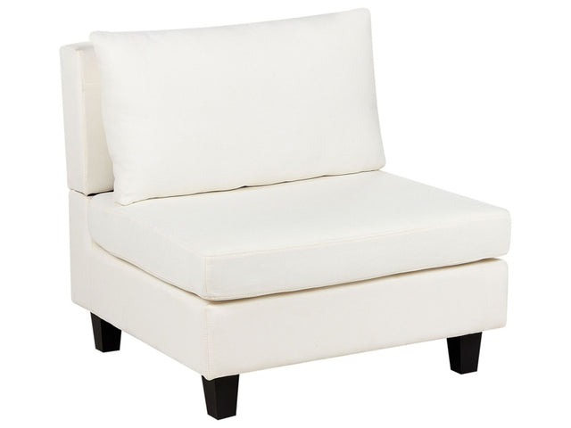 1-Seat Section Off White Fabric Upholstered Armchair with Cushion Module Piece Modular Sofa Element Beliani