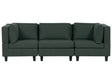 Modular Sofa Dark Green Fabric Upholstered 3 Seater Cushioned Backrest Modern Living Room Couch Beliani