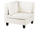 Corner 1-Seat Section Off-White Polyester Fabric Upholstered Armchair with Cushion Module Piece Modular Sofa Element Beliani