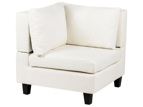 Corner 1-Seat Section Off-White Polyester Fabric Upholstered Armchair with Cushion Module Piece Modular Sofa Element Beliani