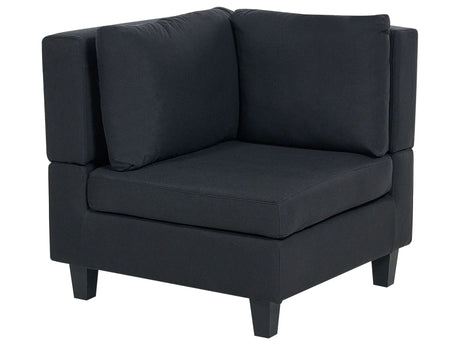 Corner 1-Seat Section Black Polyester Fabric Upholstered Armchair with Cushion Module Piece Modular Sofa Element Beliani