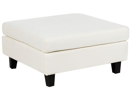 Ottoman Footstool Off-White Polyester Fabric Upholstered Square Minimalist Modern Modular Sofa Element Beliani