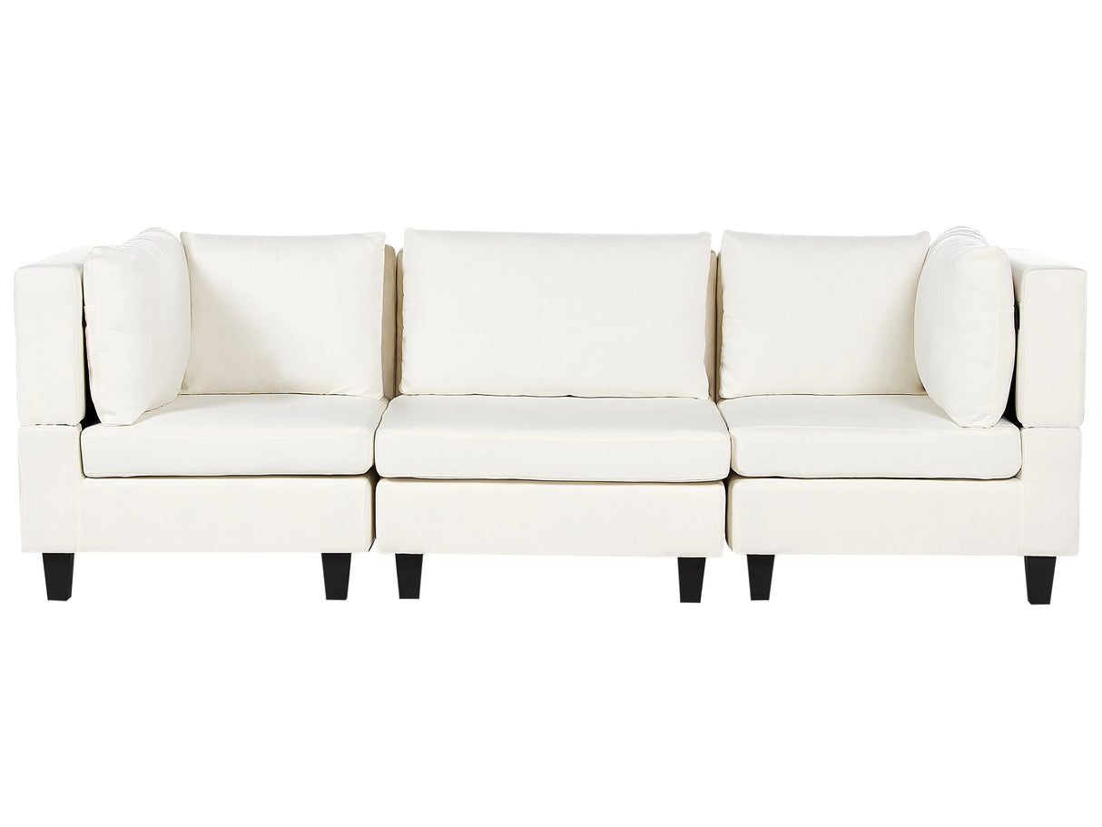 Modular Sofa Off-White Fabric Upholstered 3 Seater Cushioned Backrest Modern Living Room Couch Beliani