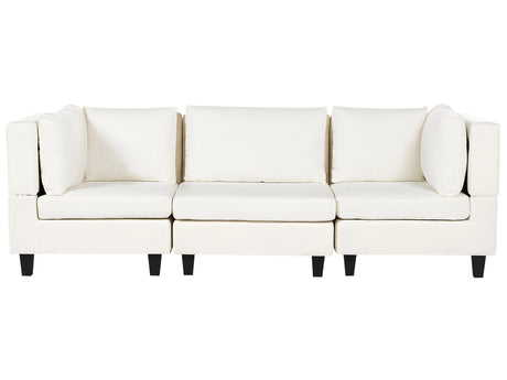 Modular Sofa Off-White Fabric Upholstered 3 Seater Cushioned Backrest Modern Living Room Couch Beliani