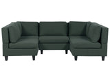 Modular Sofa Dark Green Fabric Upholstered U-Shaped 5 Seater with Ottoman Cushioned Backrest Modern Living Room Couch Beliani
