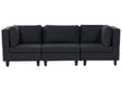 Modular Sofa Black Fabric Upholstered 3 Seater Cushioned Backrest Modern Living Room Couch Beliani