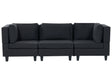 Modular Sofa Black Fabric Upholstered 3 Seater Cushioned Backrest Modern Living Room Couch Beliani