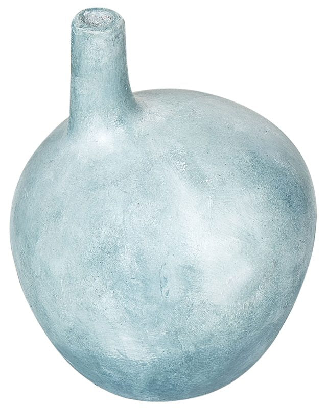 Decorative Vase Blue Terracotta 26 cm Handmade Distressed Effect Traditional Design Home Decoration Living Room Beliani