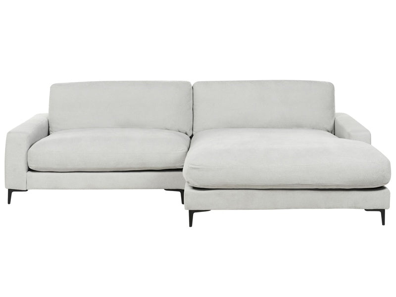 Left Hand Corner Sofa Light Grey Chenille Metal Black Legs 190 x 272 x 83 cm Upholstered Finished Back 3 Seater L-Shaped Modern Style Living Room Beliani