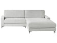 Left Hand Corner Sofa Light Grey Chenille Metal Black Legs 190 x 272 x 83 cm Upholstered Finished Back 3 Seater L-Shaped Modern Style Living Room Beliani